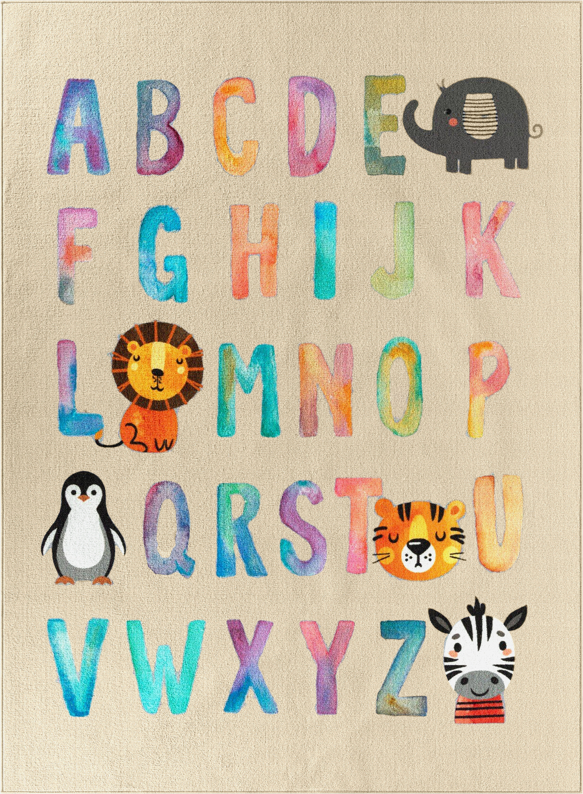 KMCarpets Gulvteppe Alfabet 140x200, Lin