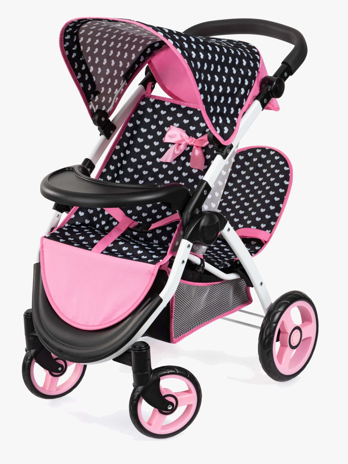 Bayer Design Twin Star Tvillingdukkevogn, Svart/Rosa