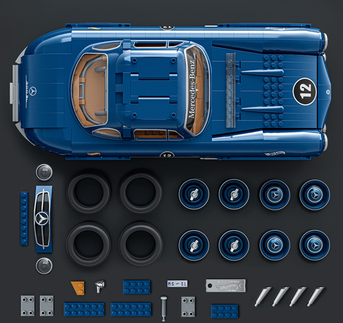 Mattel Brick Shop Hot Wheels Premium Series Byggesett Mercedes-Benz 300 SL 1600 Deler