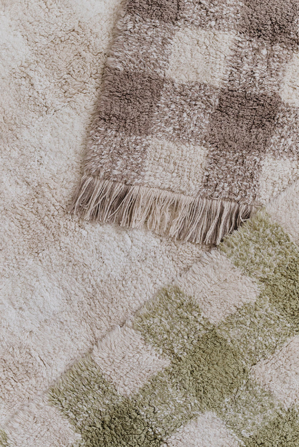 Lorena Canals Vaskbar Vichy Gulvteppe 150x180 cm, Ivory