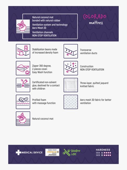 BabyMatex Colorado Barnemadrass med kokosmatte, 70x140 cm