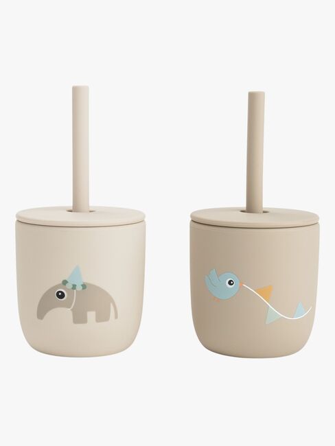 Done By Deer Celebration Sugerørkopp Silikon 2-Pakk, Sand