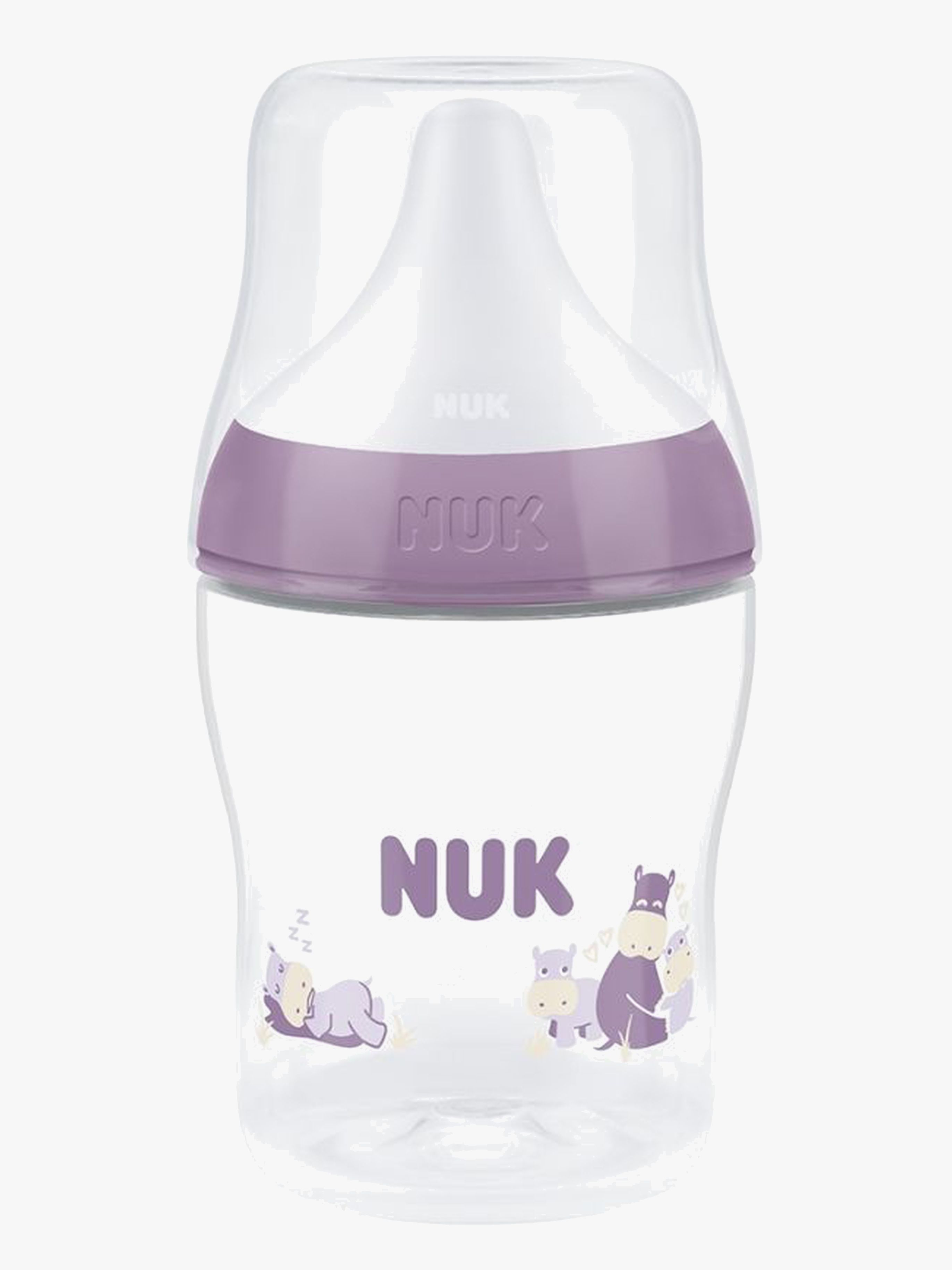 NUK Perfect Match Tåteflaske 150 ml, Hippo - Tåteflasker & Tilbehør - Silikon