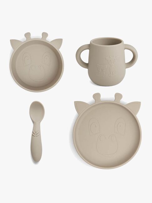nuuroo Lykke Giraff Tallerkensett 4-pack Silikon, Cobblestone