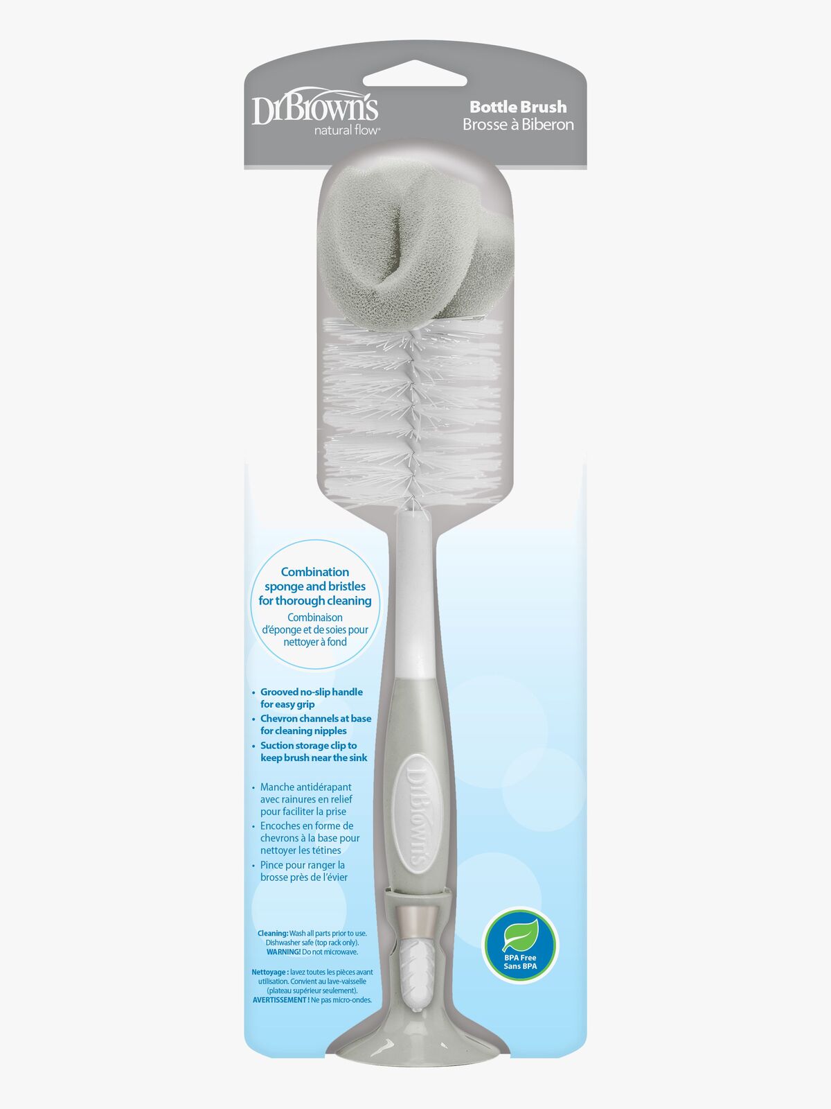 Dr. Brown's  Stor Flaskebørste, Grå