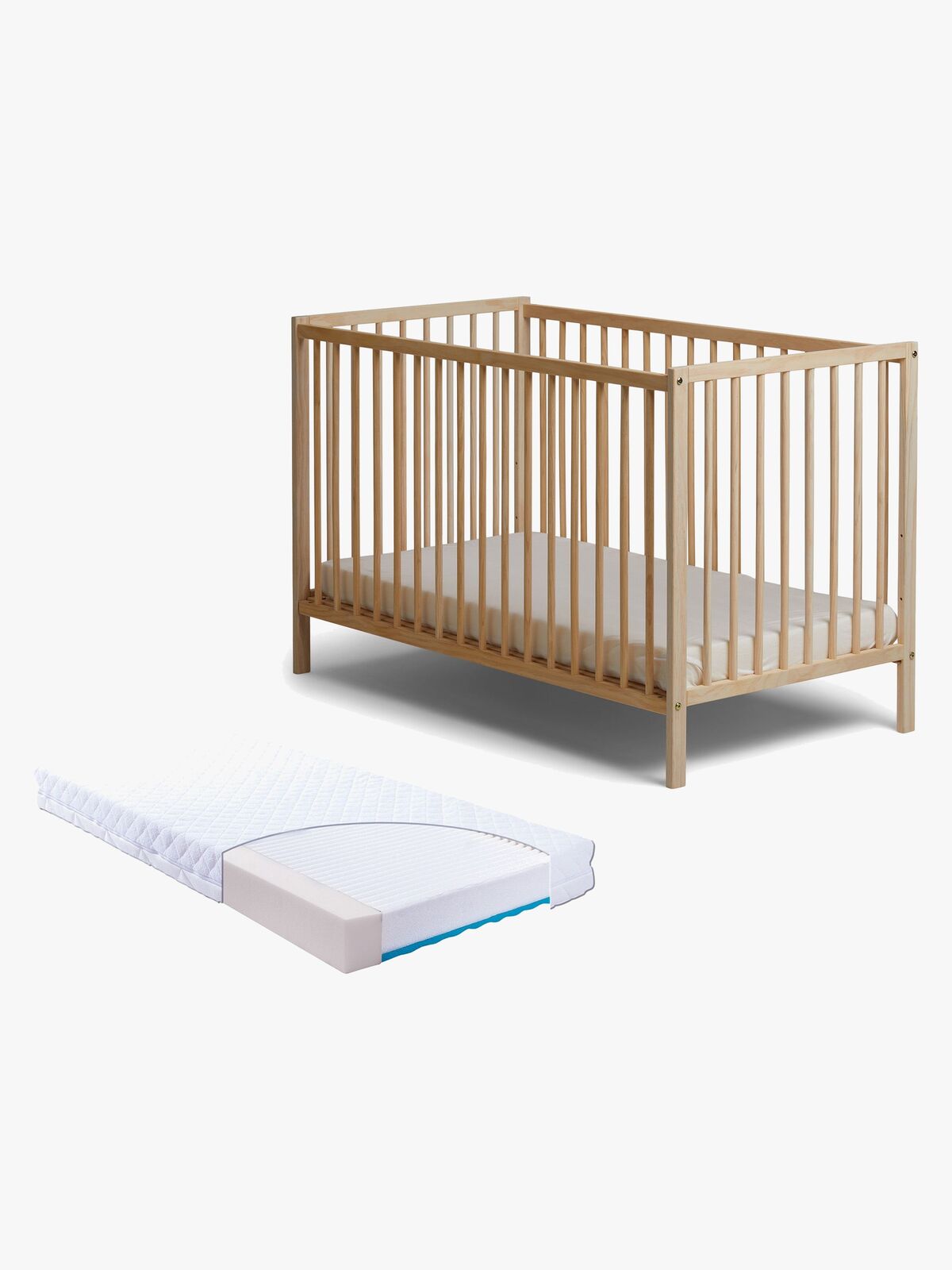 JLY SIGNE Dream Sprinkelseng med BabyMatex Carpathia Madrass 60x120, Wood
