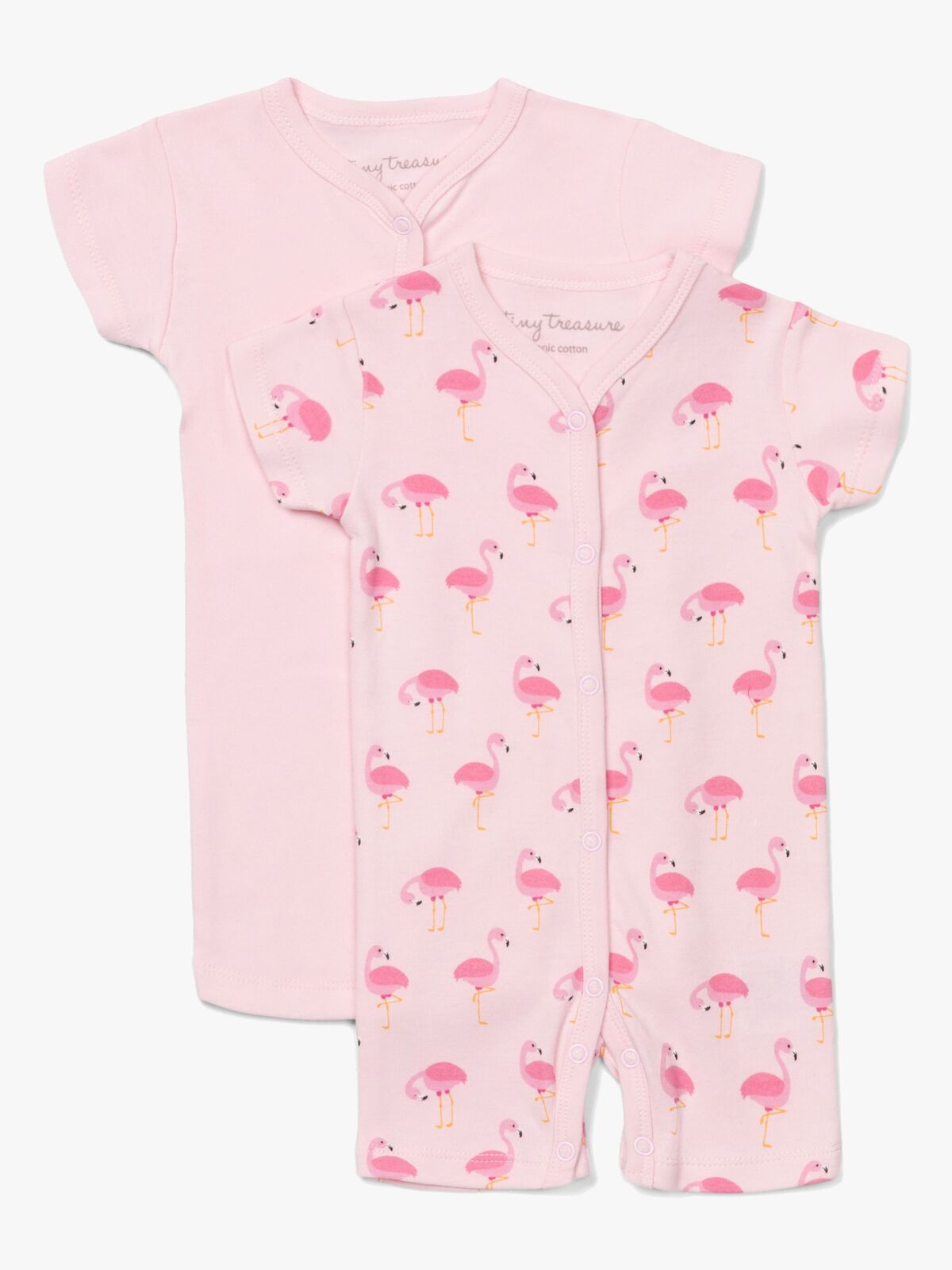 Tiny Treasure Summer Jumpsuit 2-Pack, Pink/Flamingo