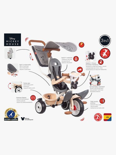 Smoby Trehjulssykkel Baby Balade Plus Mikke Mus