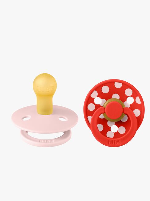 BIBS Studio Colour Polka Smokk 2-Pakk Latex Str 1, Blossom/Candy Apple