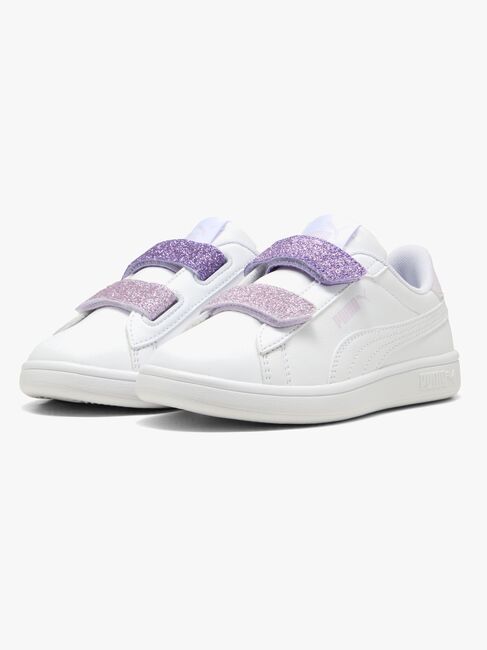Puma Smash 3.0 Glitter Velcro V PS Sneakers, Hvit