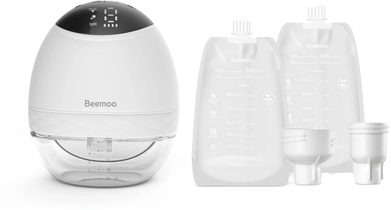 Beemoo CARE Wearable LED Elektrisk Brystpumpe Singel inkl. Melkeposer 30-pack