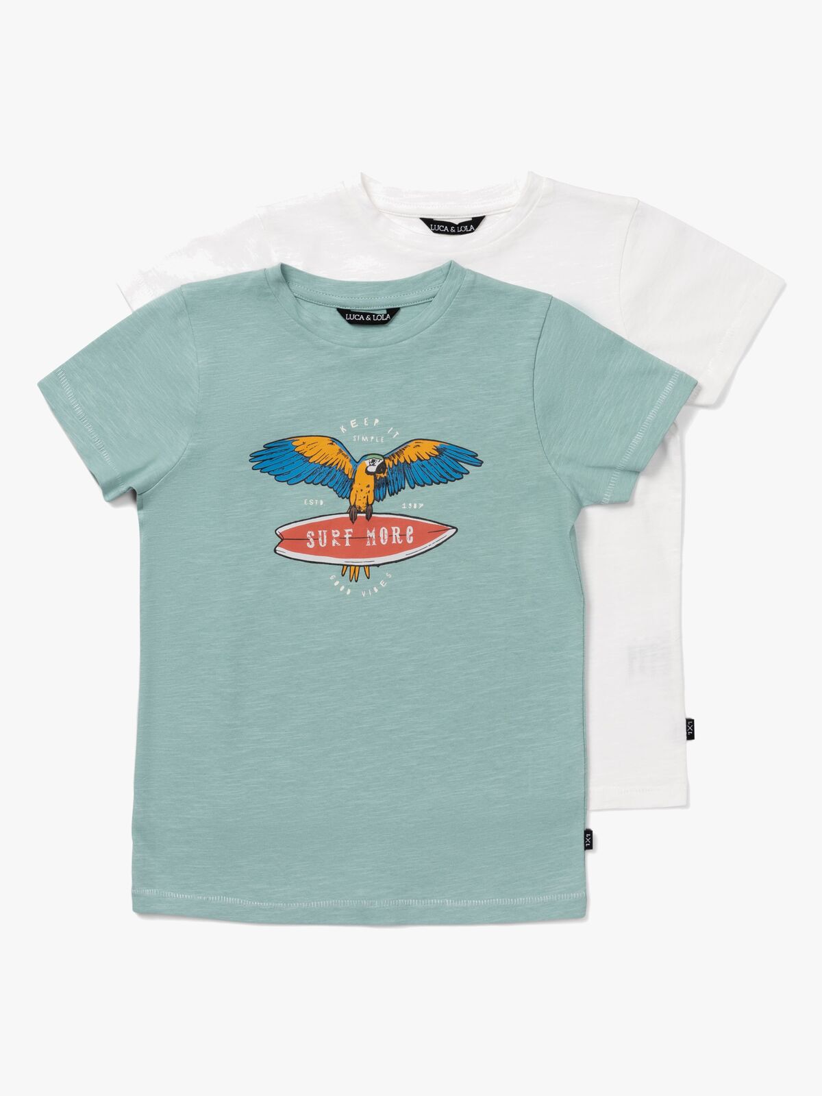 Luca & Lola Riccione T-Shirt 2-pack, Green/White