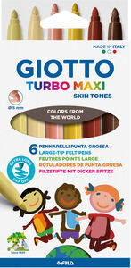 Giotto Turbo Maxi Skintone Tusjer 6-pack, Flerfarget