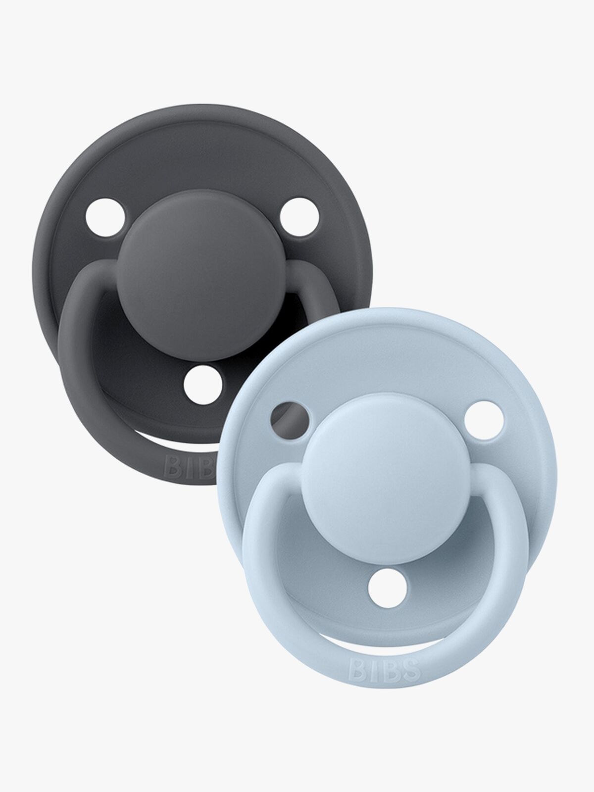 BIBS Smokk De Lux 2-pack Silicone, Iron/Baby Blue