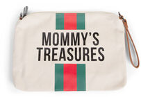 Childhome Mommy Clutch Kanvas, Off White Stripes Green/Red