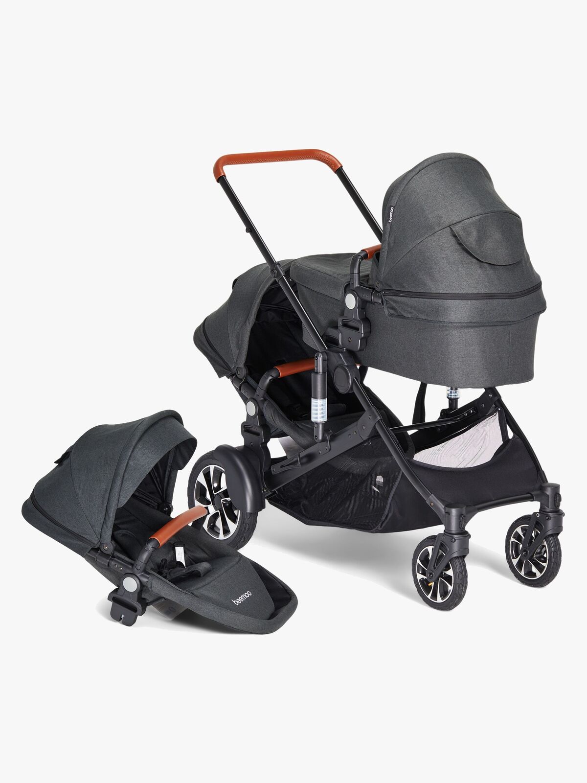 Beemoo Maxi 4 Twin Søskenvogn inkl. Søskensete, Black/Black