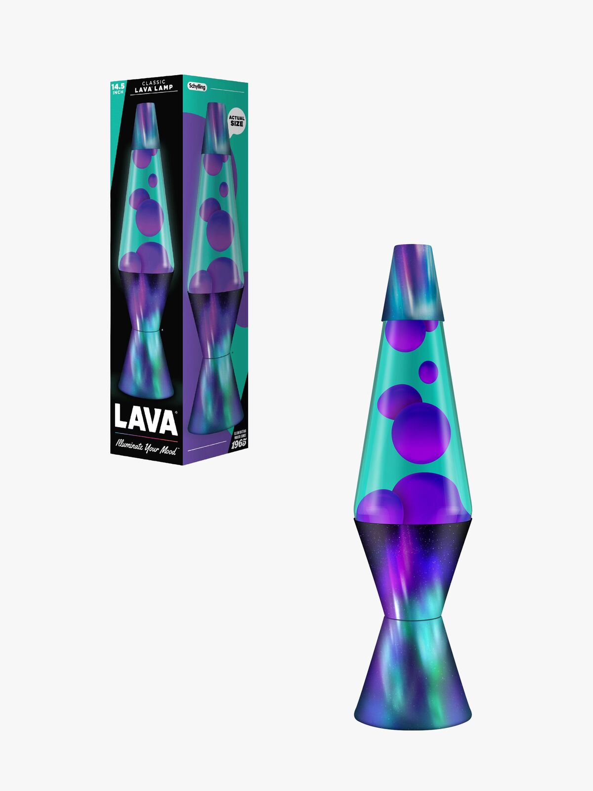 LAVA Lys Aurora Borealis 37cm, Lilla/turkis