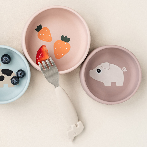 Done By Deer Pigee Silikon Skål 2-Pakk, Powder