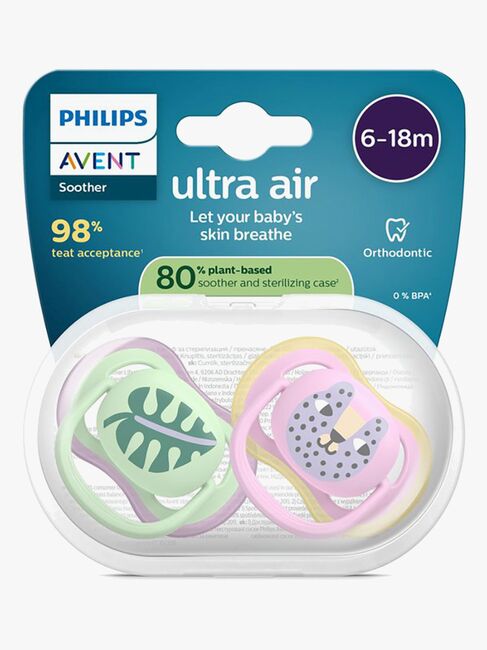 Philips Avent Ultra Air-smokk 6-18 m, 2-pakning, rosa/grønn