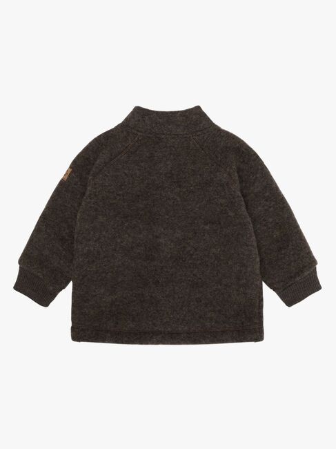 Mikk-Line Fleecejakke Merinoull, Dark Brown Melange