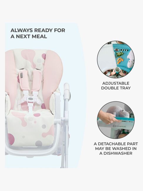 Kinderkraft Høy Stol YUMMY, Pink