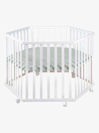 Roba Hexagon Lekegrind med Hjul, White & Green