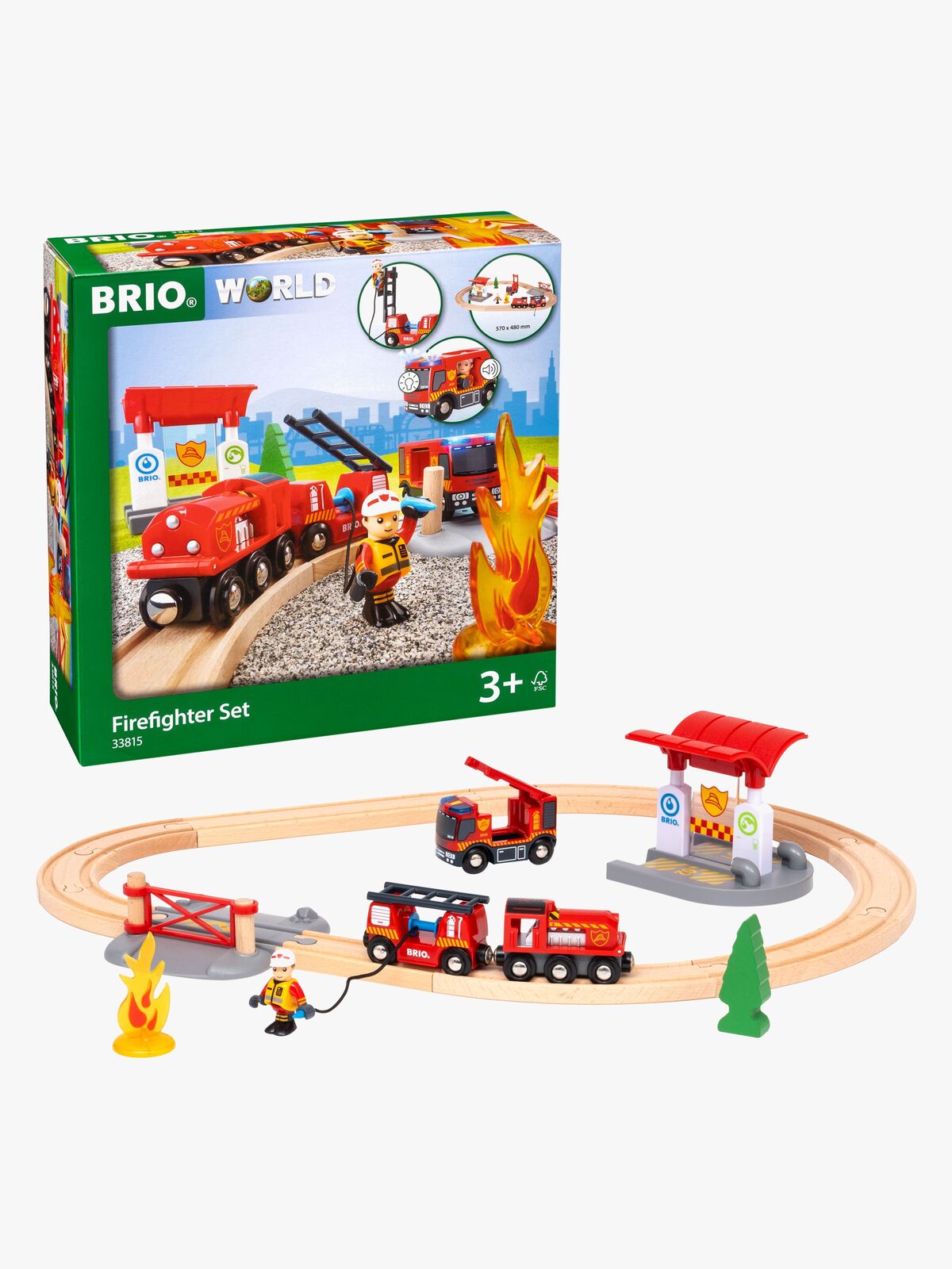 BRIO World 33815 Togsett med Brannmannstema
