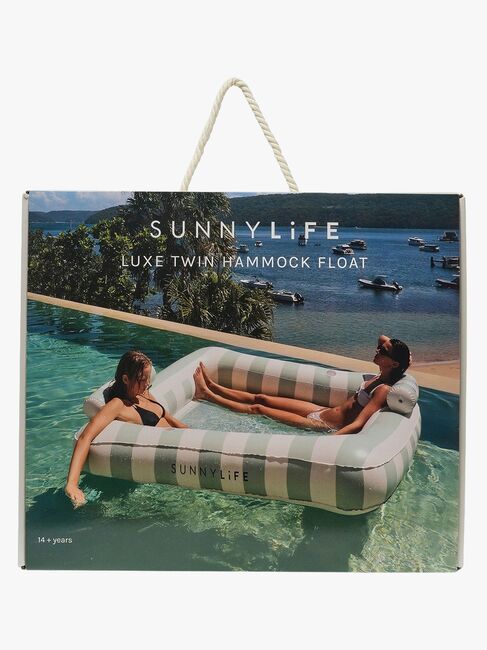 SUNNYLiFE Lux Twin Flytende Hengekøye, The Vacay Soft Olive