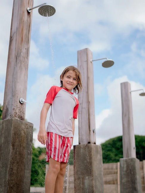 Swim Essentials Badebukse, Lobster Stripe Beige/Red