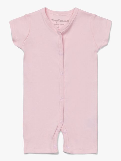 Tiny Treasure Summer Jumpsuit 2-Pack, White/Flamingo