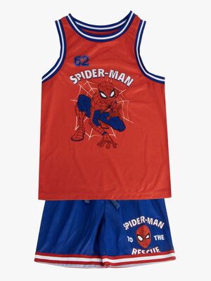Marvel Spider-Man Singlet & Shorts Sport Sett, Blå/Rød
