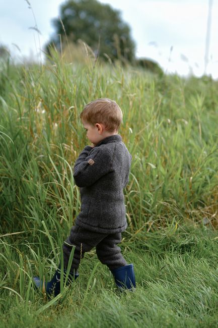 Mikk-Line Fleecebukser Baby Merinoull, Dark Brown Melange