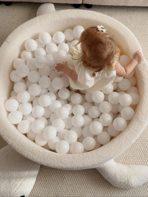 MeowBaby Boucle Turtle Ballbasseng, Oat Biscuit Beige