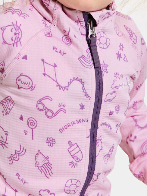 Didriksons Jadis Genser med Glidelås, Doodle Orchid Pink