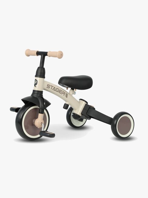QPlay Stager 3-in-1 Transformerbar Trehjulssykkel, Brun