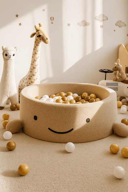 MeowBaby Boucle Whale Ballbasseng, Oat Biscuit Beige