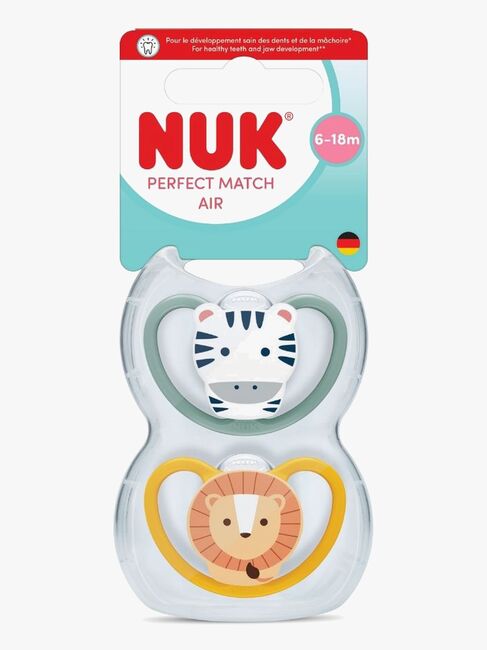 NUK Perfect Match Air Smokk 2-Pakk Str 2, Zebra/Lion