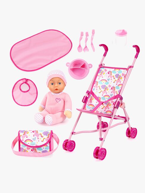 Bayer Design Dukkevogn Buggy Sett med Dukke, Pink