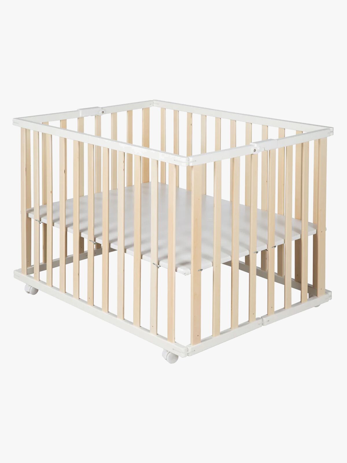 Roba Sammenleggbar Lekegrind med Hjul, Wood White
