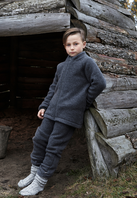 Mikk-Line Fleecebukser Baby Merinoull, Anthracite Melange