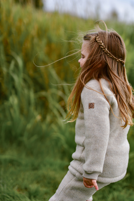 Mikk-Line Fleecejakke Merinoull, Melange Offwhite