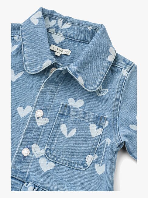 LIEWOOD Printed Denim Overtreksskjorte, Sweethearts/Light Blue Denim