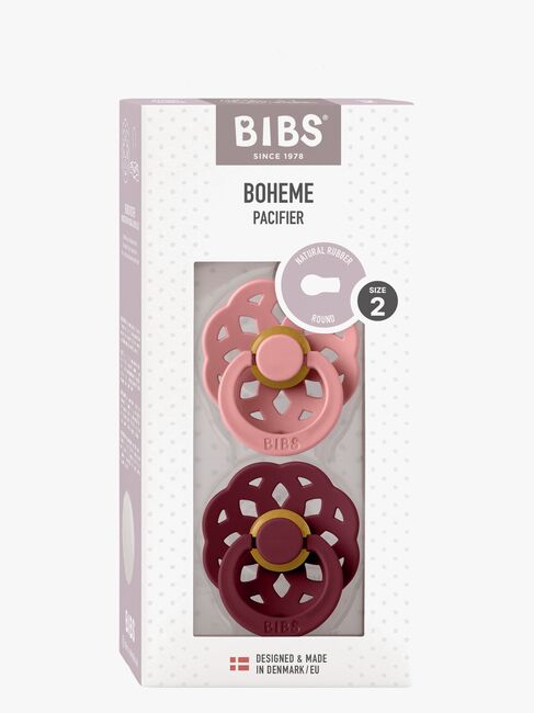 BIBS Boheme Smokk 2-Pack Lateks Str 2 Rund, Dusty Pink/Elderberry