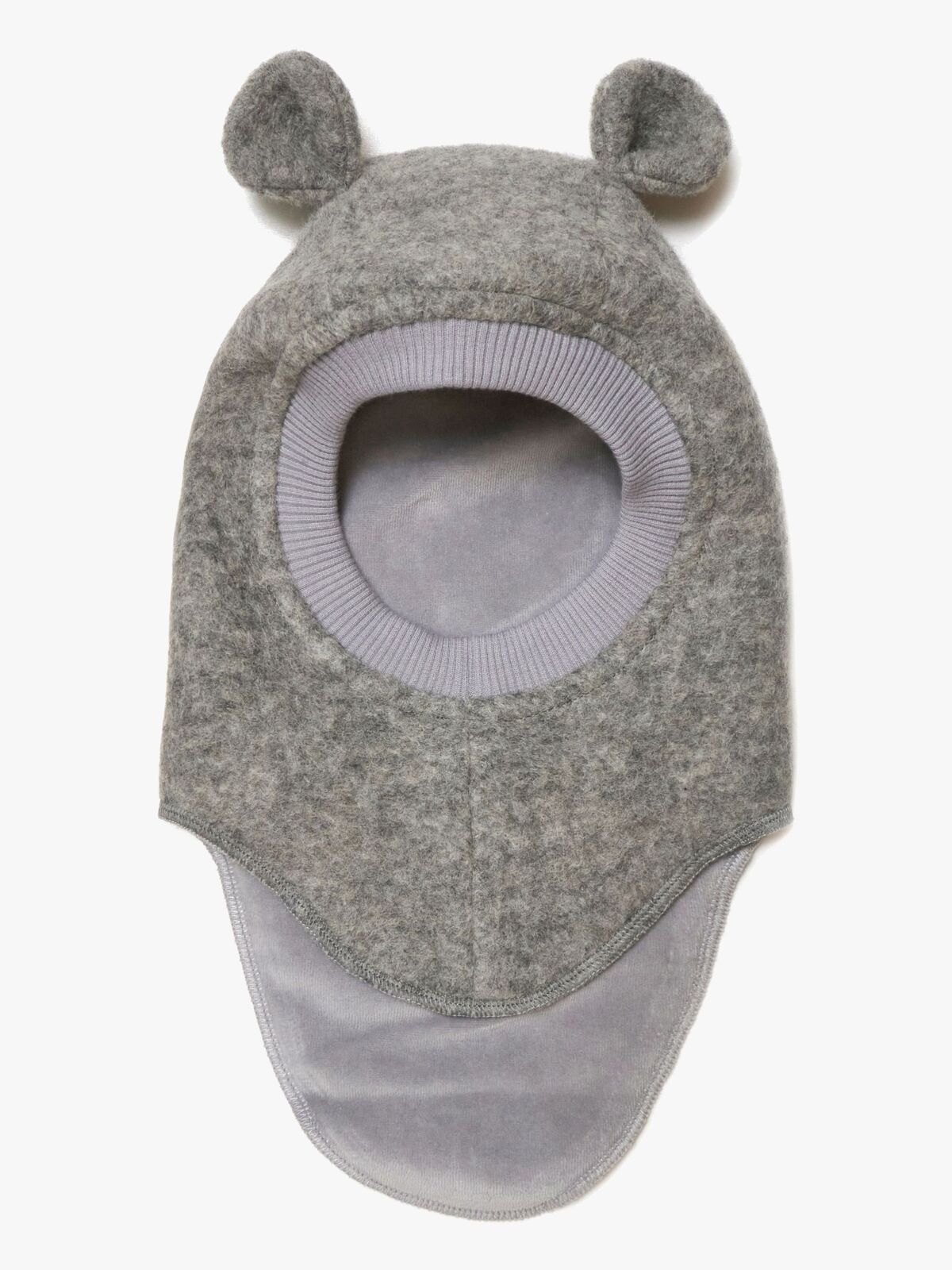 Huttelihut Balaklava Merinoull med Ører, Medium Grey Melange