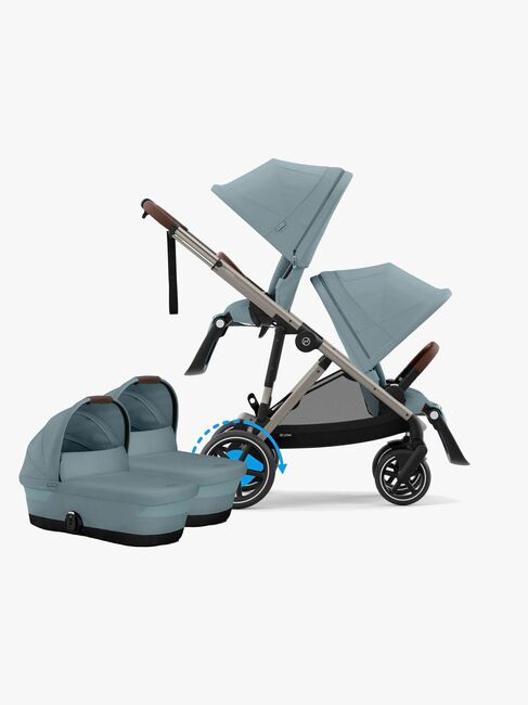 Cybex e-Gazelle S Tvillingvogn, Stormy Blue/Taupe