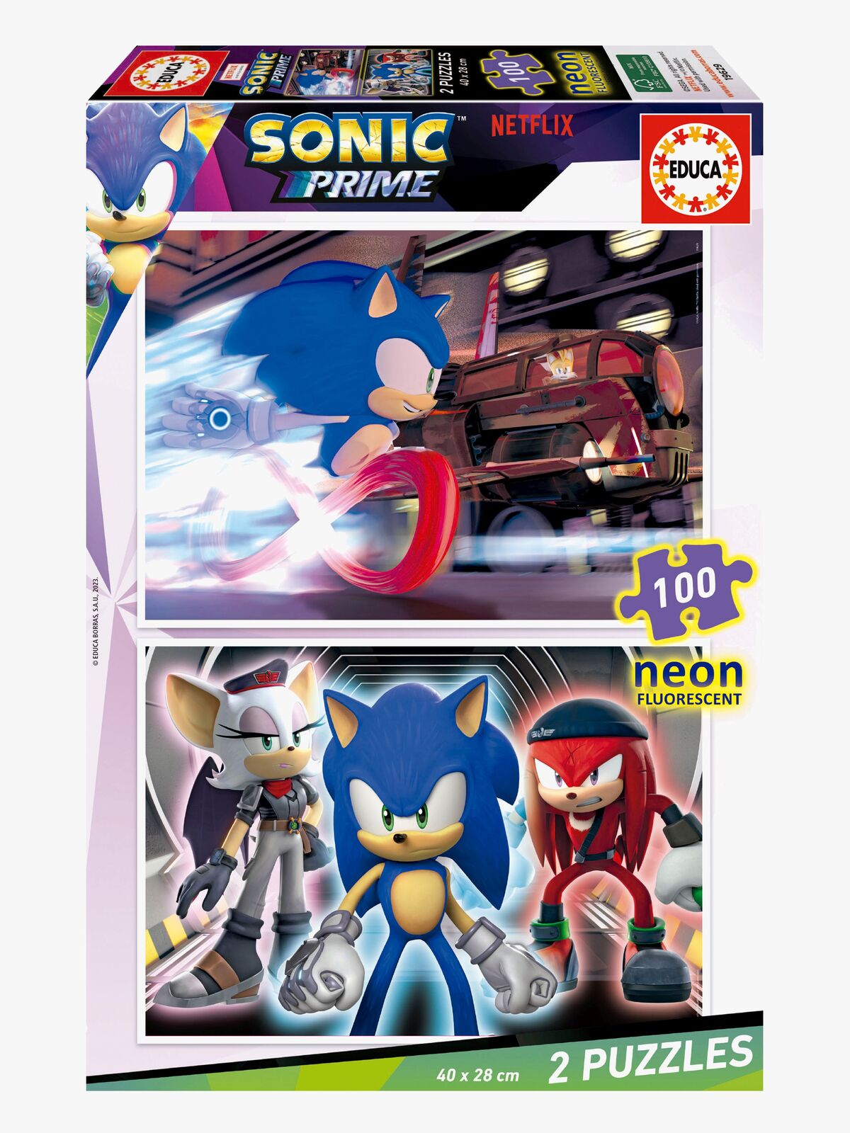 Educa Sonic Prime Puslespill Neon 2x100 Brikker
