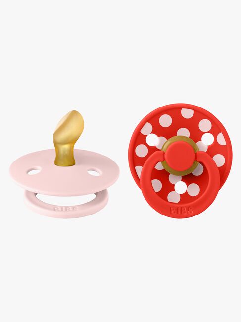 BIBS Studio Colour Polka Smokk 2-Pakk Latex Str 1 Anatomisk, Blossom/Candy Apple