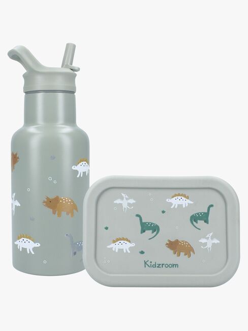 Kidzroom Stainless Steel Flaske & Silikon Matboks Small Talk, Grønn
