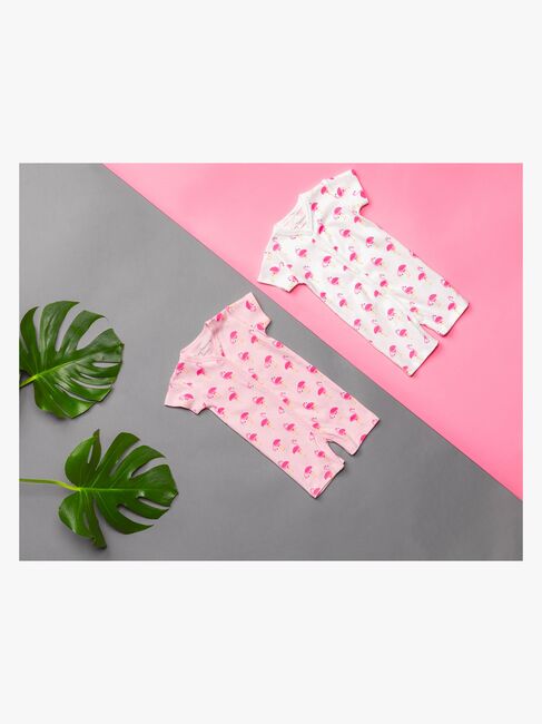 Tiny Treasure Summer Jumpsuit 2-Pack, Pink/Flamingo