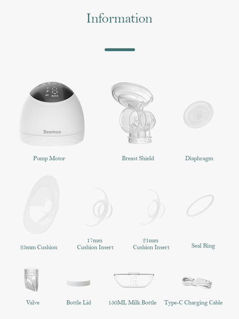 Beemoo CARE Wearable LED Elektrisk Brystpumpe Dobbel